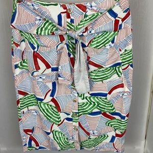 Conversations by Anthropologie 43 of 54 Beach Umbrella Pattern Midi Skirt Size 6
